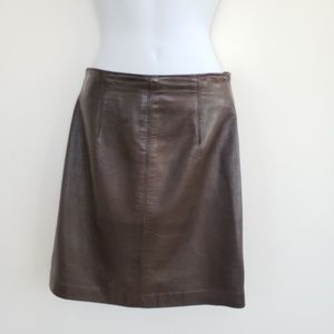 Sexy LEATHER MINI SKIRT BROWN SIze 2 XS